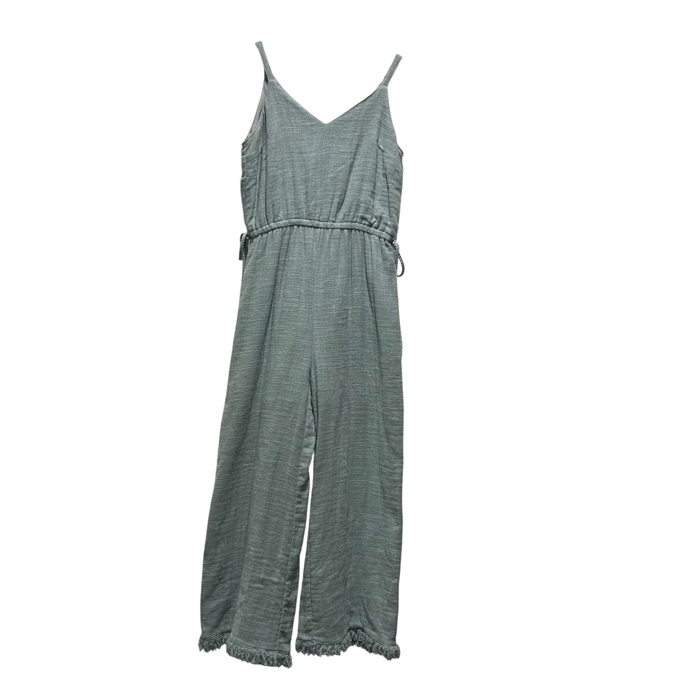 MOON RIVER Blue Linen Blend Wide Leg Jumpsuit Tassel Drawstring Fringe size‎ S